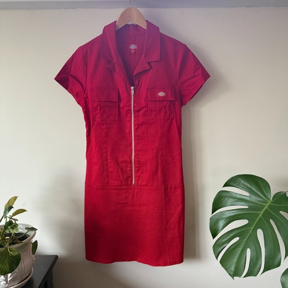 Dickies Red Shirt-Front Dress